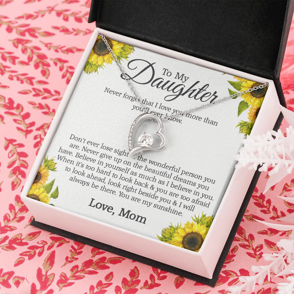 Mother Daughter Gift Ideas, To My Daughter Gift Necklace from Mom, Jewelry Pendant Present for Daughter, Birthday Christmas Gift Graduation Gifts for Daughters, Mother and Daughter Necklace 2132 Forever Love Necklace