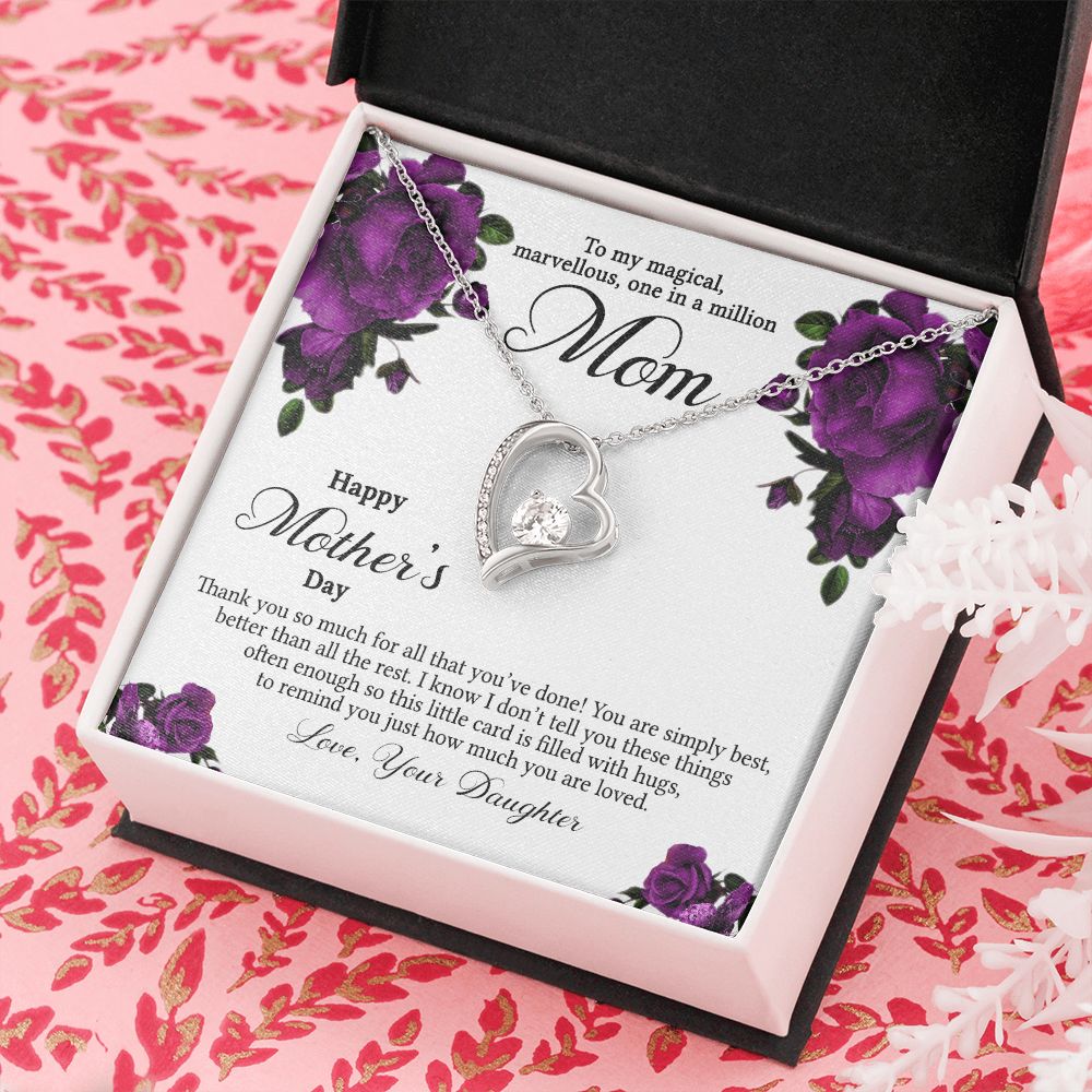 Mom Necklace Gifts for Mom from Daughter to Mom Gifts for Mothers Day from Daughter, To My Mom Necklace from Daughter to Mom Birthday Gifts Necklace with Message Card and Gift Box3 Forever Love Necklace