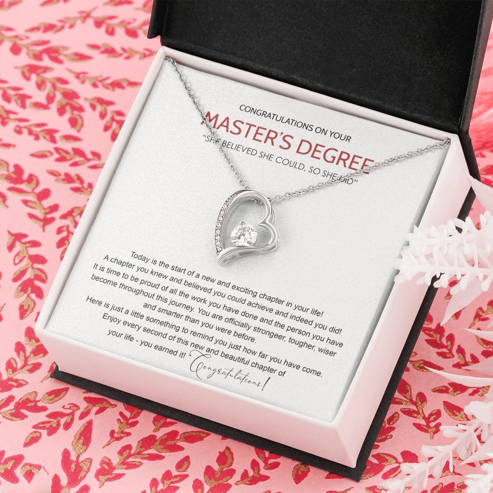Master's Degree Graduation Gift Necklace, Masters Student Necklace Gift, Master's Student MBA Graduation Congrats Graduation Pendants Gift For Daughter, Granddaughter, Niece, Sister Forever Love Necklace