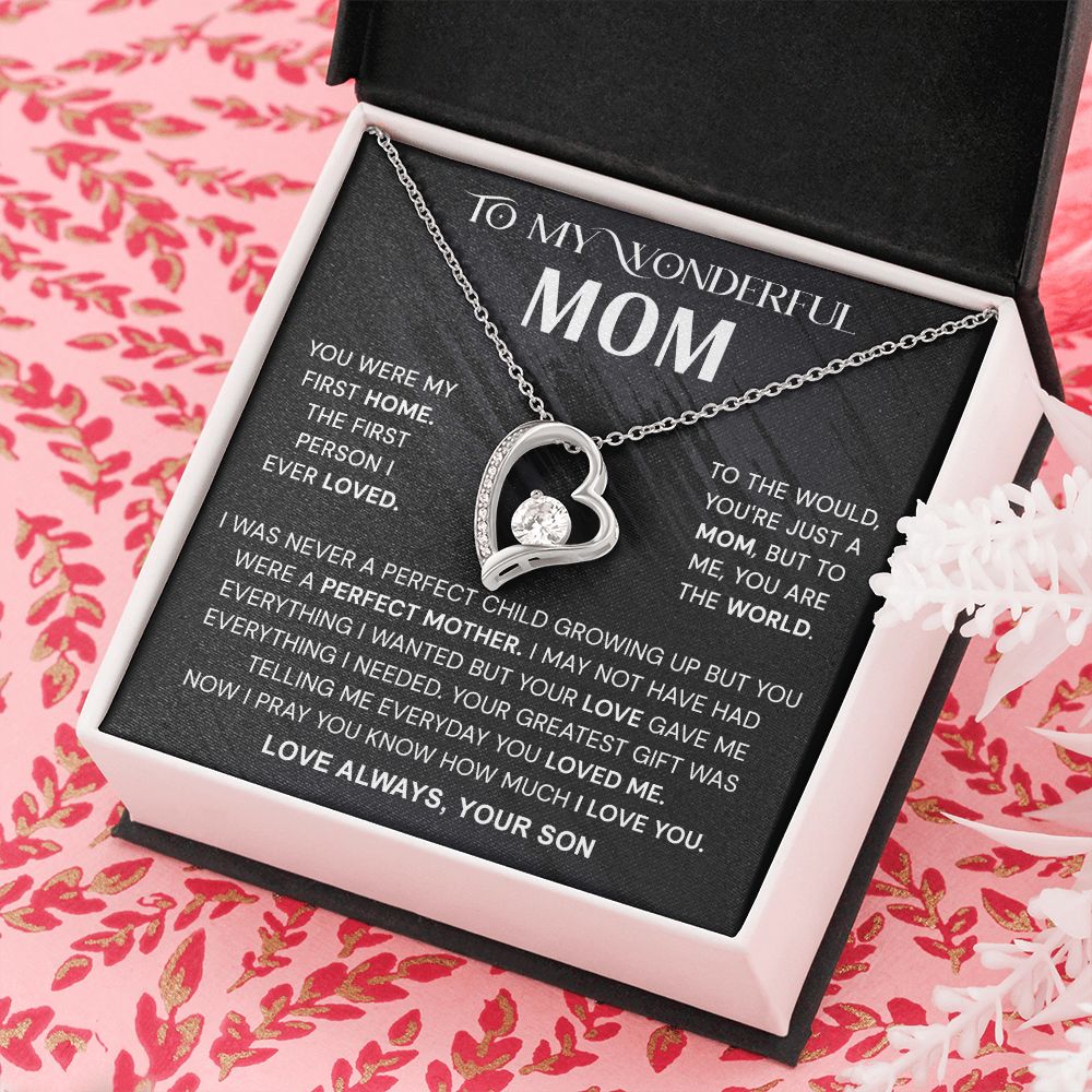 To My Wonderful Mom Necklace, Mom From Son Gift, Gift for Mother's Day From Son, Gift for Mom, Mother Gift from Son Necklace, Son to Mom Gifts, Mom gifts, Mothers Day Gift From Son Forever Love Necklace