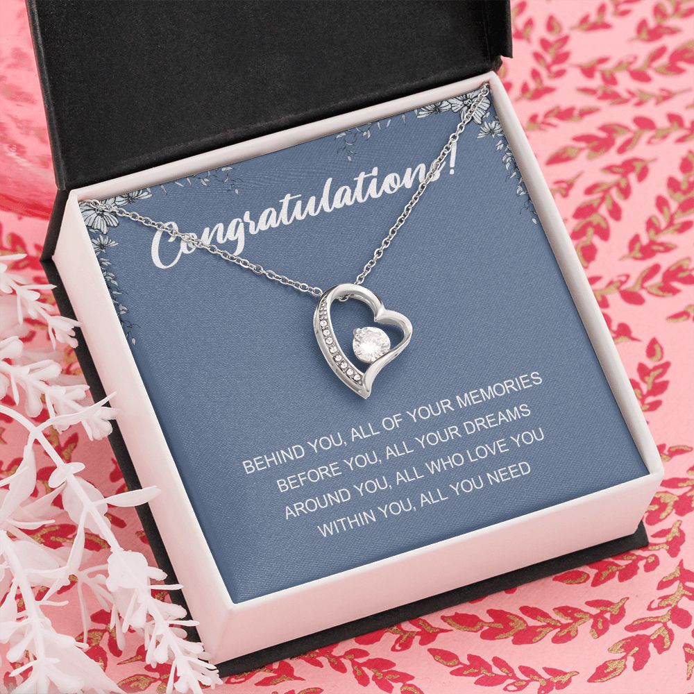 Graduation Gift Necklace for Girls College, High School, Love Knot Necklace Congrats Graduation Pendants Gift For Daughter, Granddaughter, Niece, Sister Forever Love Necklace