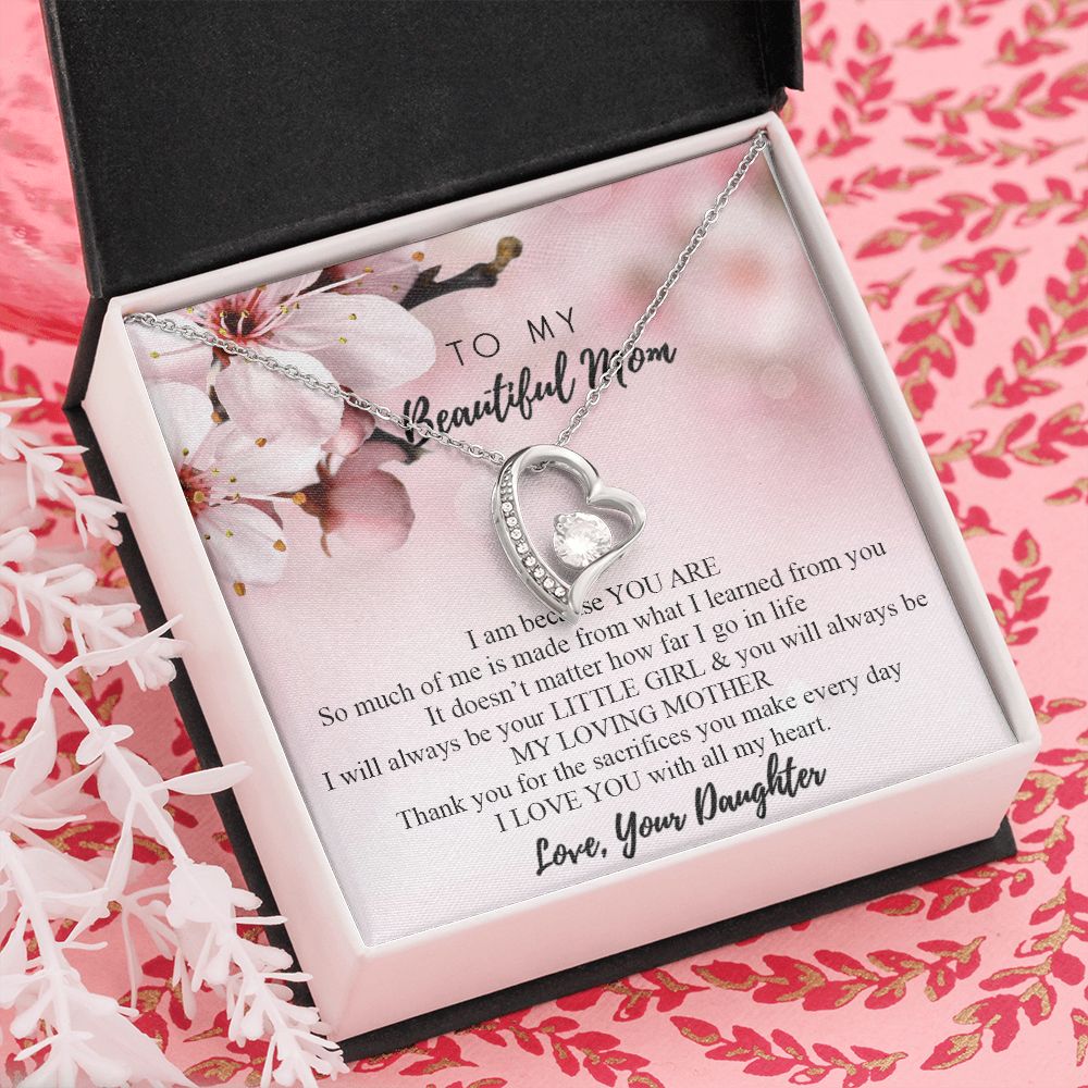 Mom Necklace Gifts for Mom from Daughter to Mom Gifts for Mothers Day from Daughter, To My Mom Necklace from Daughter to Mom Birthday Gifts Necklace with Message Card and Gift Box2246 Forever Love Necklace