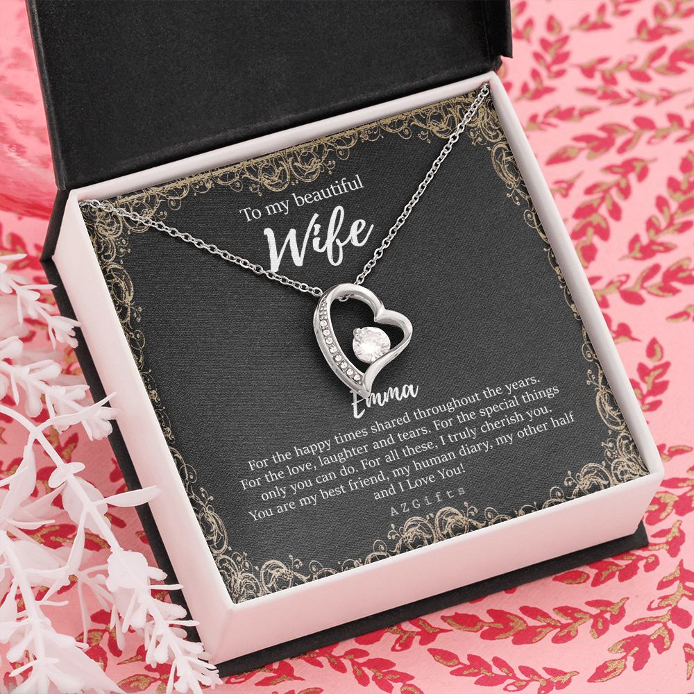 To My Wife Necklace from Husband, Personalized Necklace for Women, Luxury Necklace for Wife from Man Men, Wedding Anniversary Present For Wife, Beautiful Wife Jewelry Christmas Birthday Gifts For Wife9 Forever Love Necklace