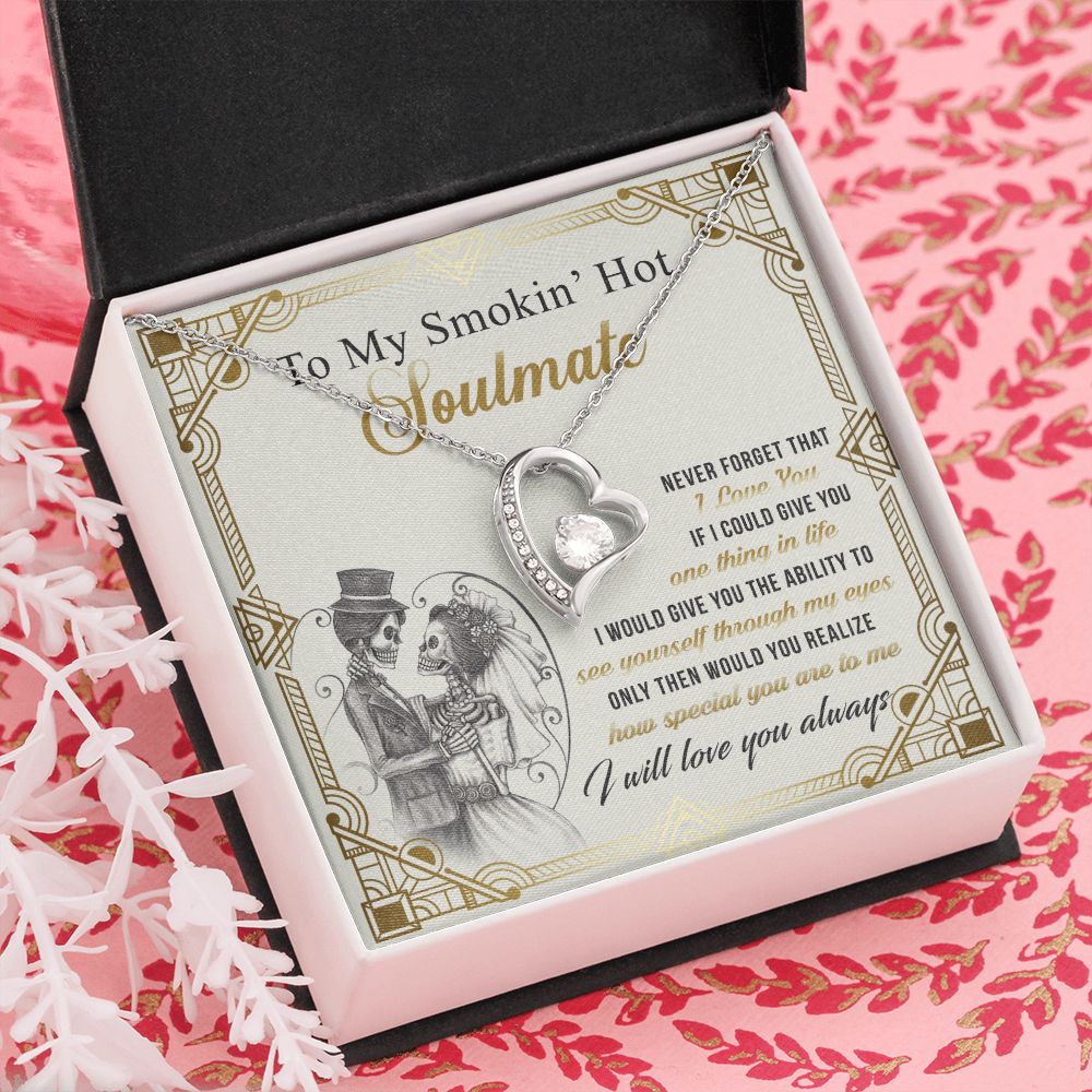 To My Smokin Hot Soulmate Necklace - Wife Gifts From Husband To My Wife Necklace, Gift for Her Romantic, Girlfriend Gifts Necklace for Wife from Men Includes Message Card and Gift Box 9 Forever Love Necklace