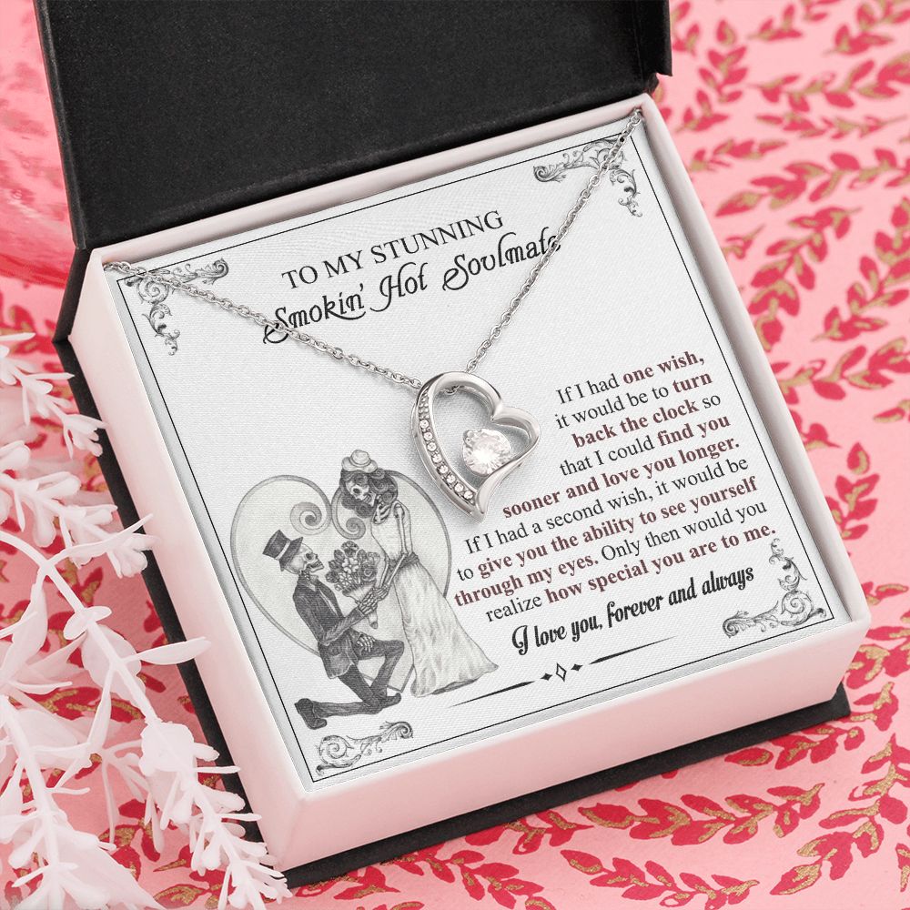 To My Soulmate Necklace for Women Birthday Valentines Day Jewelry Gifts For My Wife with Message Card Box Personalized Gift Present Pendant for Future Wife Soulmate Girlfriend Love 6 Forever Love Necklace