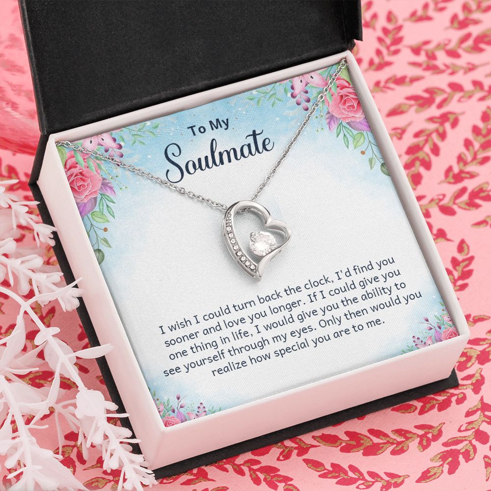 To My Soulmate Necklace for Women Birthday Christmas Jewelry Gifts For My Wife with Message Card Box Personalized Gift Present Pendant for Future Wife Soulmate Girlfriend Love 17 Forever Love Necklace