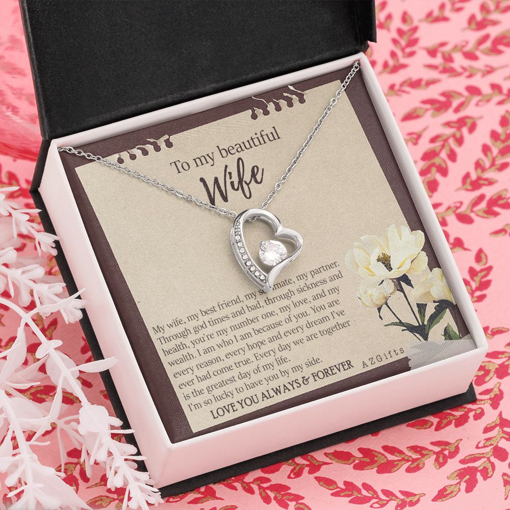 To My Wife Necklace from Husband, Personalized Necklace for Women, Luxury Necklace for Wife from Man Men, Wedding Anniversary Present For Wife, Beautiful Wife Jewelry Christmas Birthday Gifts For Wife7 Forever Love Necklace