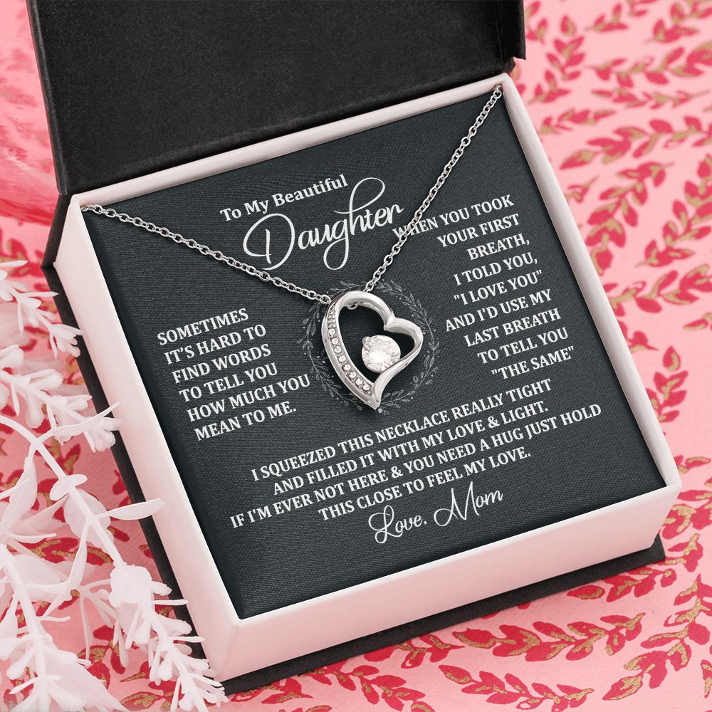 Mother Daughter Gift Ideas, To My Daughter Gift Necklace from Mom, Jewelry Pendant Present for Daughter, Birthday Christmas Gift Graduation Gifts for Daughters, Mother and Daughter Necklace 2135 Forever Love Necklace