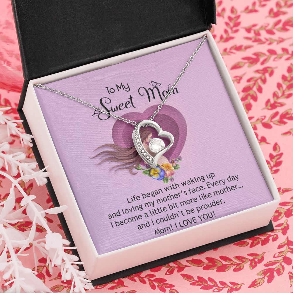 To My Sweet Mom, Sweet Mom Necklace Pendant, Mothers Day Gifts, Gift For Sweet Mom, New Mom Gifts Forever Love Necklace