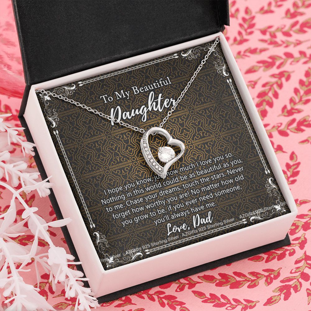 Daughter Gift From Dad Father To My Daughter Necklace for Daughter Jewelry Necklace Meaningful Jewelry Personalized Jewelry Gifts For Women Girls Her Forever Love Necklace