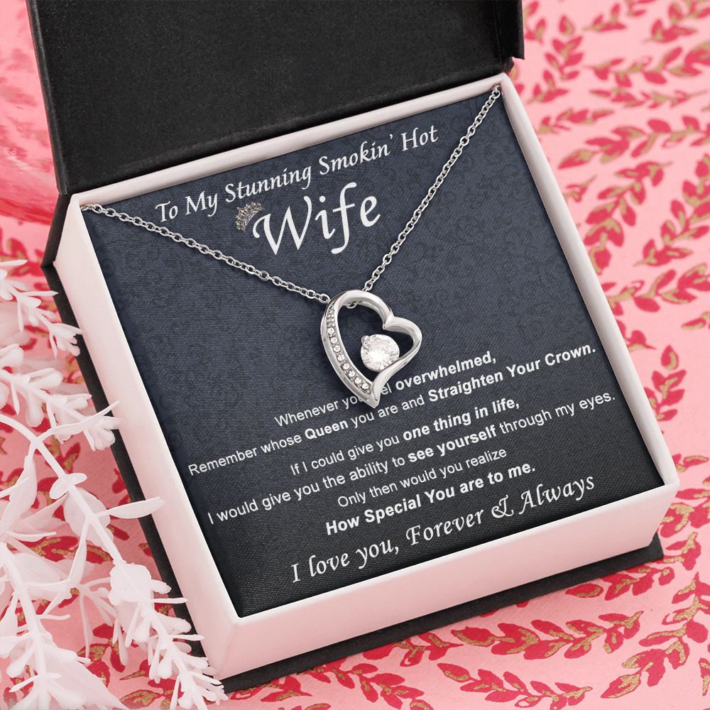 To My Wife Necklace from Husband, Personalized Necklace for Women, Luxury Necklace for Wife from Man Men, Wedding Anniversary Present For Wife, Beautiful Wife Jewelry Christmas Birthday Gift For Wife21 Forever Love Necklace