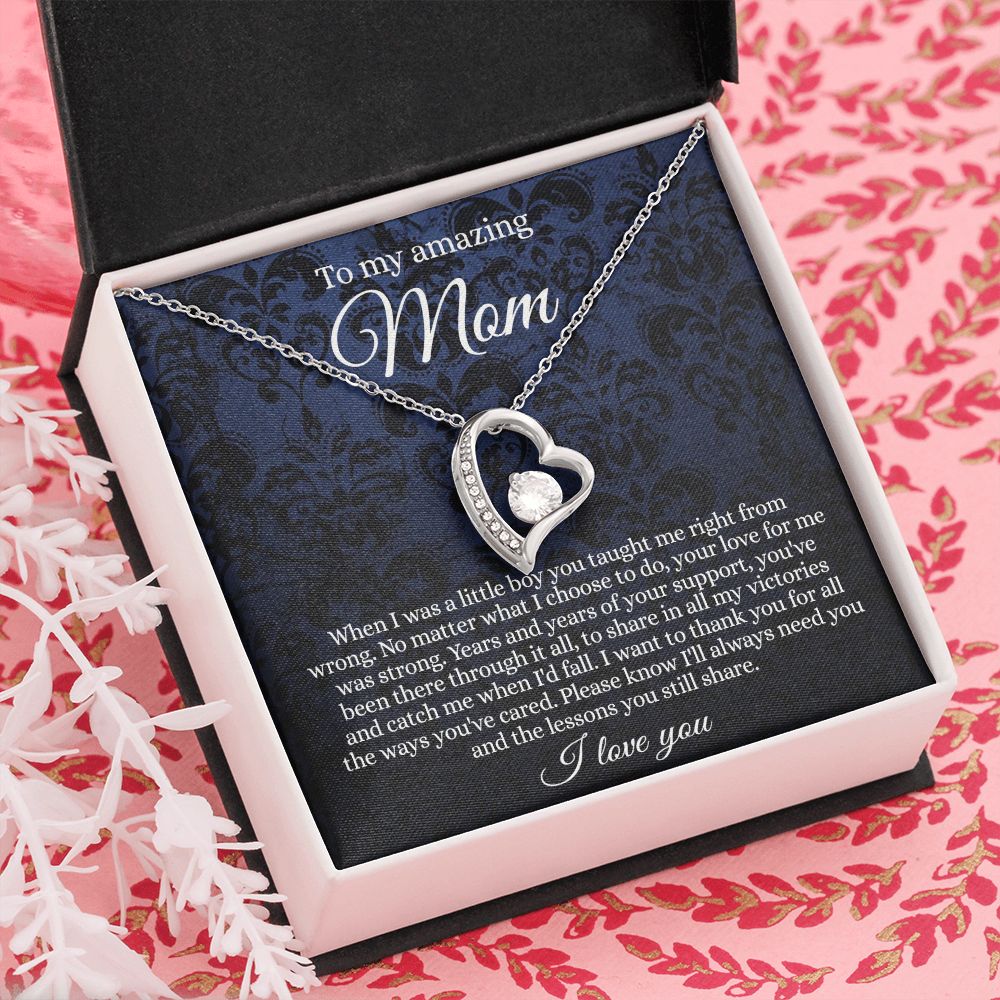 Gift for Mom Necklace, To My Beautiful Mom Love Knot Necklace Card, Mother’s Day Gift For Mom From Son, Thank You Mom Gift, Custom Jewelry Necklace For Mom Forever Love Necklace