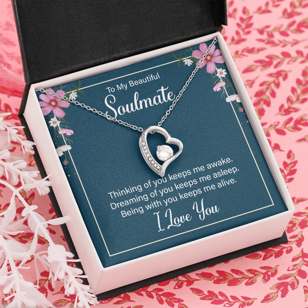To My Soulmate Necklace for Women Birthday Christmas Jewelry Gifts For My Wife with Message Card Box Personalized Gift Present Pendant for Future Wife Soulmate Girlfriend Love 13 Forever Love Necklace