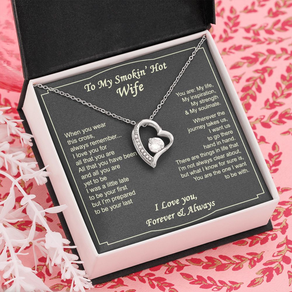 To My Smokin Hot Wife Necklace, Wedding Anniversary Jewelry For Women, Necklace For Wife from Husband, Gifts For Wife Birthday Gifts Necklace, Jewelry With Message Card In A Gift Box2 Forever Love Necklace