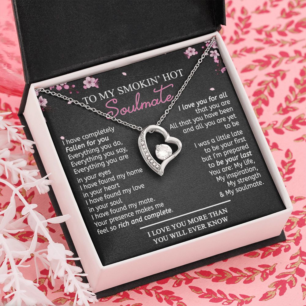 To My Smokin Hot Soulmate Necklace - Wife Gifts From Husband To My Wife Necklace, Gift for Her Romantic, Girlfriend Gifts Necklace for Wife from Men Includes Message Card and Gift Box 12 Forever Love Necklace