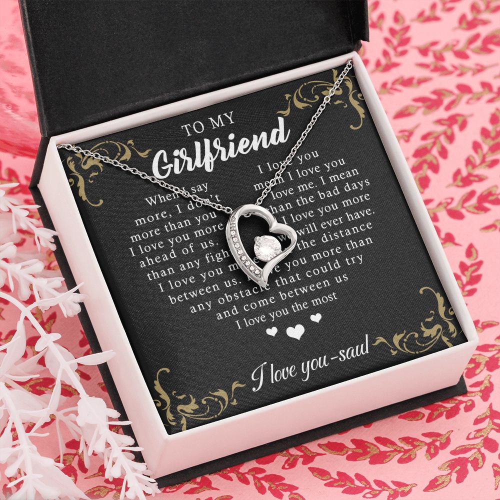 To My Girlfriend Necklace from Boyfriend, Personalized Necklace for Women, Luxury Necklace for Girlfriend, Wedding Anniversary Present For Her, Girlfriend Gift Jewelry Christmas Birthday Gift Forever Love Necklace