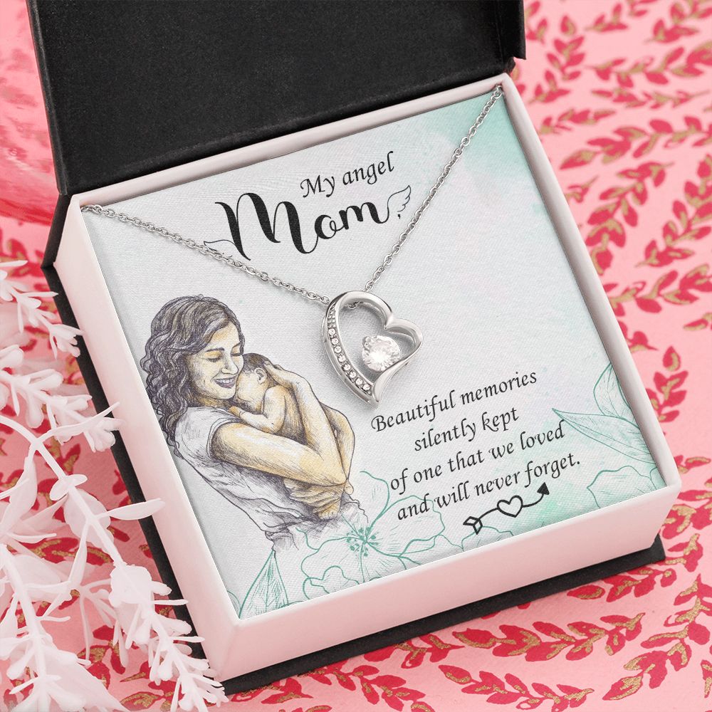 To My Mom Mother My Angel Necklace Pendant Gift From Daughter Beautiful Memories With Message Card Gift For Mom Forever Love Necklace