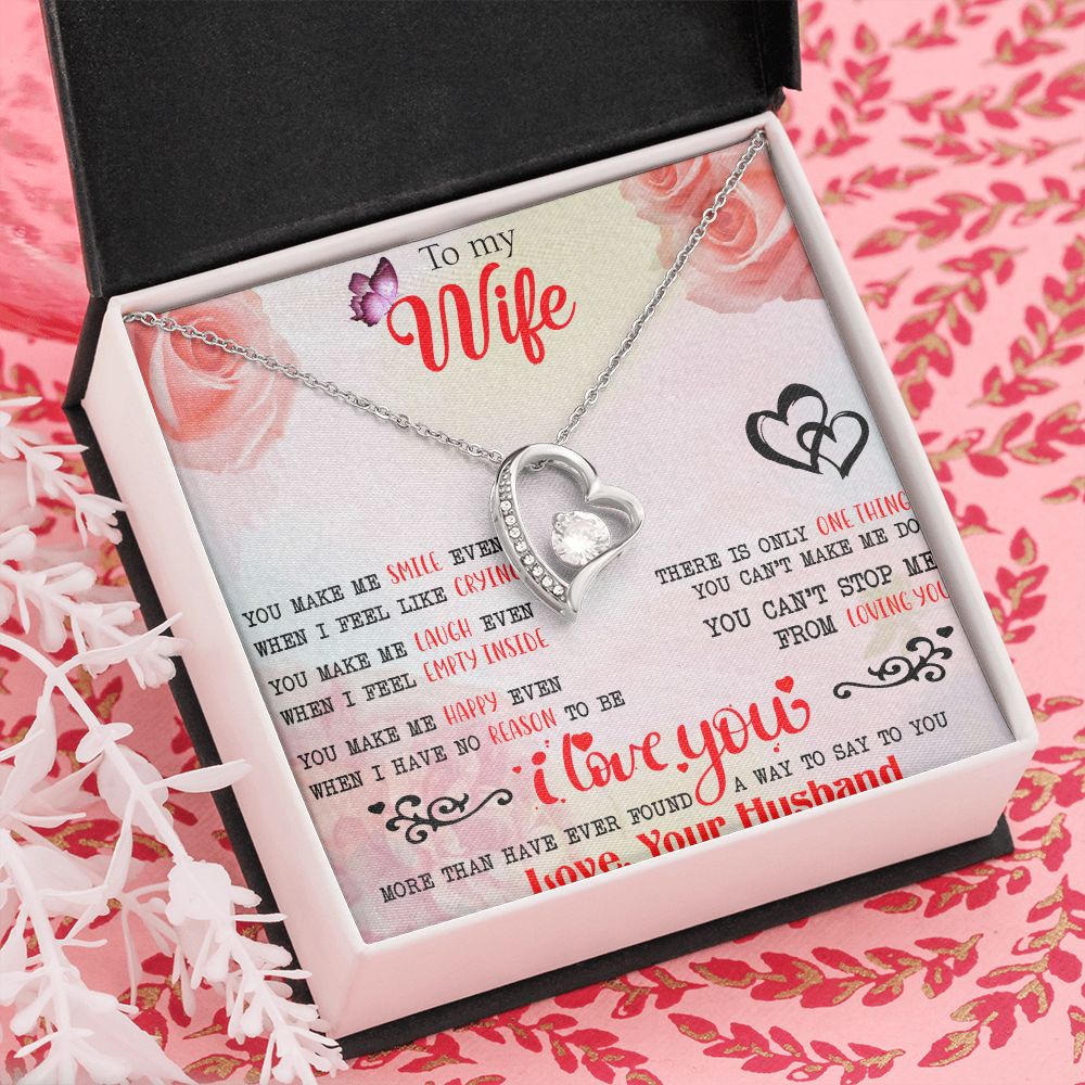To My Wife Necklace, Wedding Anniversary Jewelry For Women, Necklace For Wife from Husband, Gift For Wife Birthday Gifts From Husband Necklace, Jewelry With Message Card In A Gift Box3 Forever Love Necklace