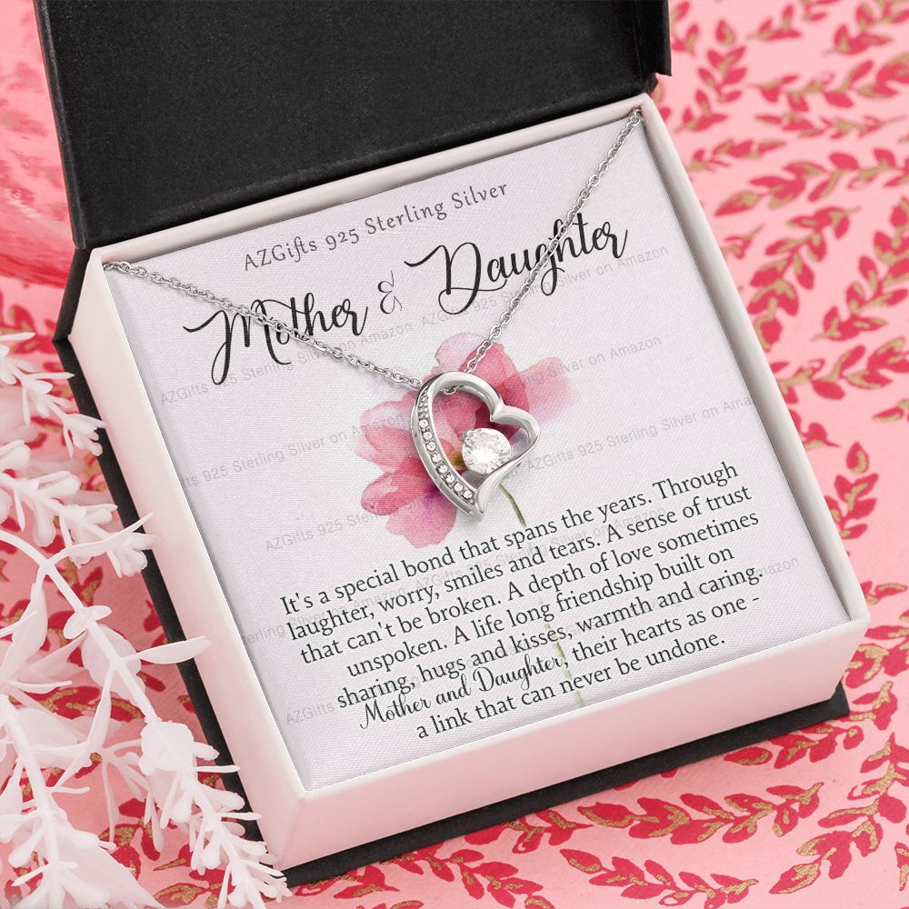 Mother Daughter Necklace with Message Card Mother Daughter Gift Mom Birthday Gift Necklace for Mom from Daughter Gift Birthday Gift for Mom Daughter Gift from Mom 301 Forever Love Necklace