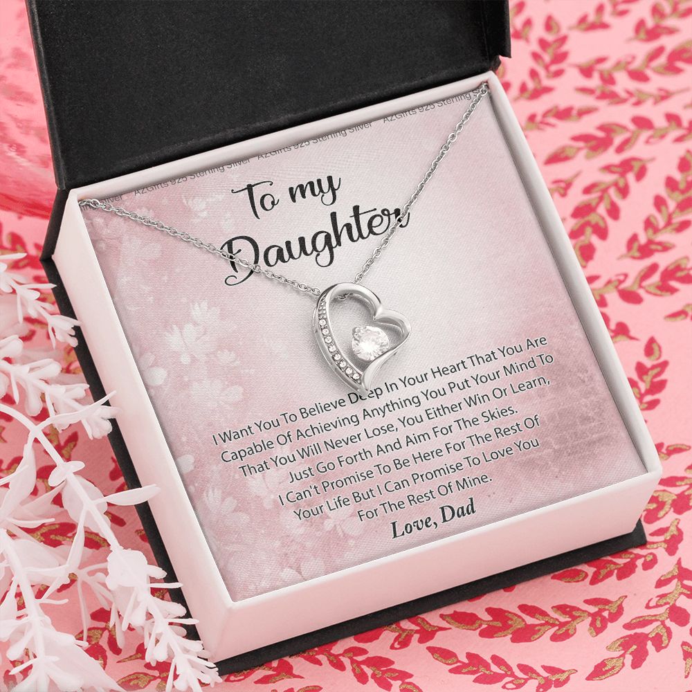 To My Daughter Necklace Gift From Mom I Love You Forever and Always Hearts Necklace For Daughter Present for Birthday Anniversary Christmas Valentine's Day Forever Love Necklace