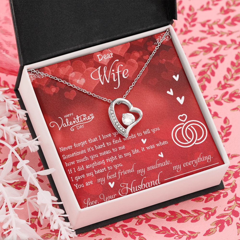 To My Wife Necklace, Wedding Anniversary Jewelry For Women, Necklace For Wife from Husband, Gift For Wife Birthday Gifts From Husband Necklace, Jewelry With Message Card In A Gift Box4 Forever Love Necklace