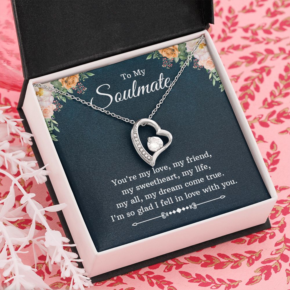 To My Soulmate Necklace for Women Birthday Christmas Jewelry Gifts For My Wife with Message Card Box Personalized Gift Present Pendant for Future Wife Soulmate Girlfriend Love 10 Forever Love Necklace