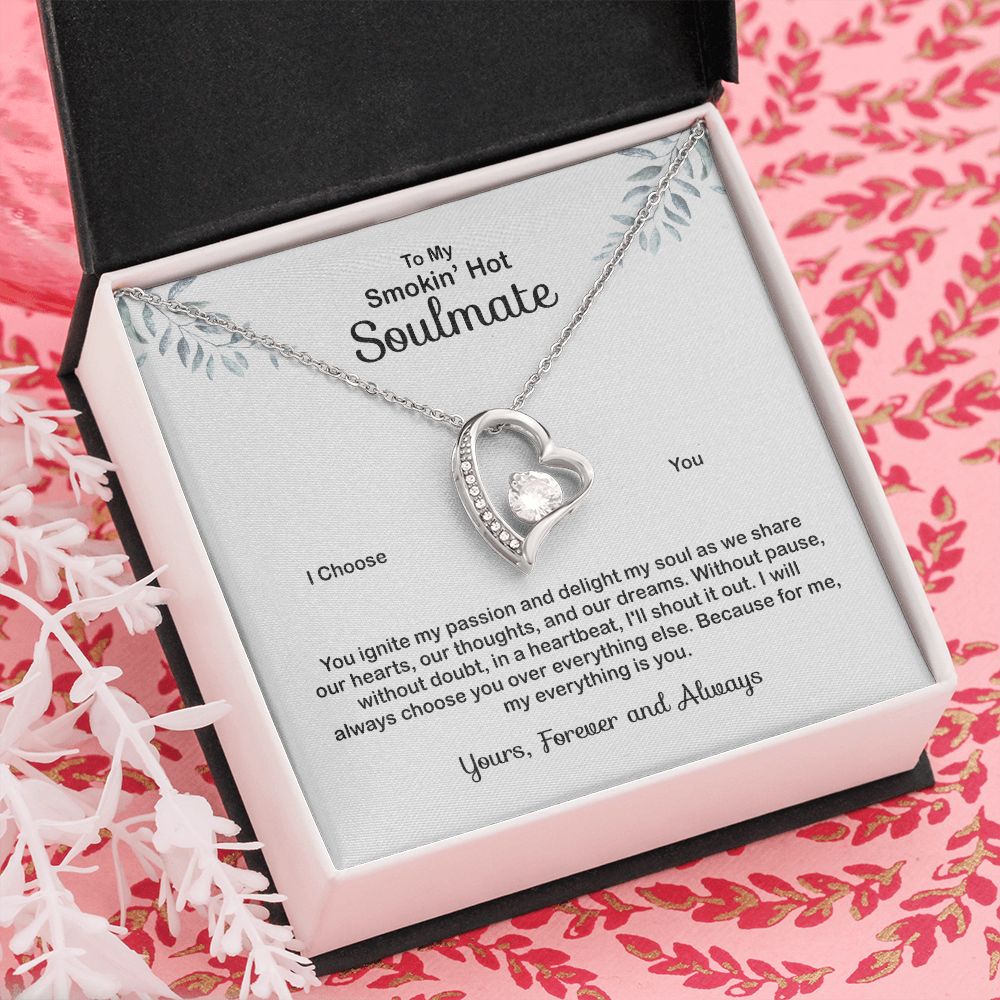 To My Soulmate Necklace for Women Birthday Valentines Day Jewelry Gifts For My Wife with Message Card Box Personalized Gift Present Pendant for Future Wife Soulmate Girlfriend Love 4 Forever Love Necklace