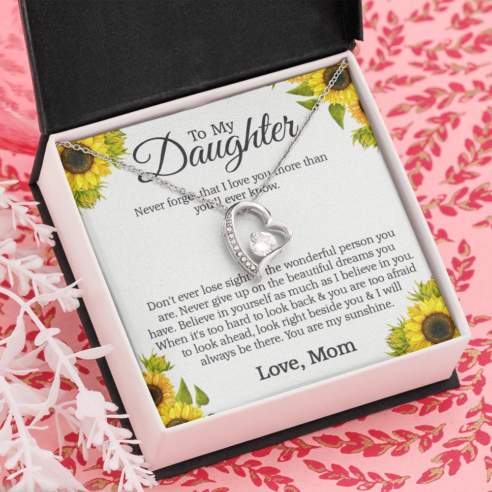 Mother Daughter Gift Ideas, To My Daughter Gift Necklace from Mom, Jewelry Pendant Present for Daughter, Birthday Christmas Gift Graduation Gifts for Daughters, Mother and Daughter Necklace 2132 Forever Love Necklace