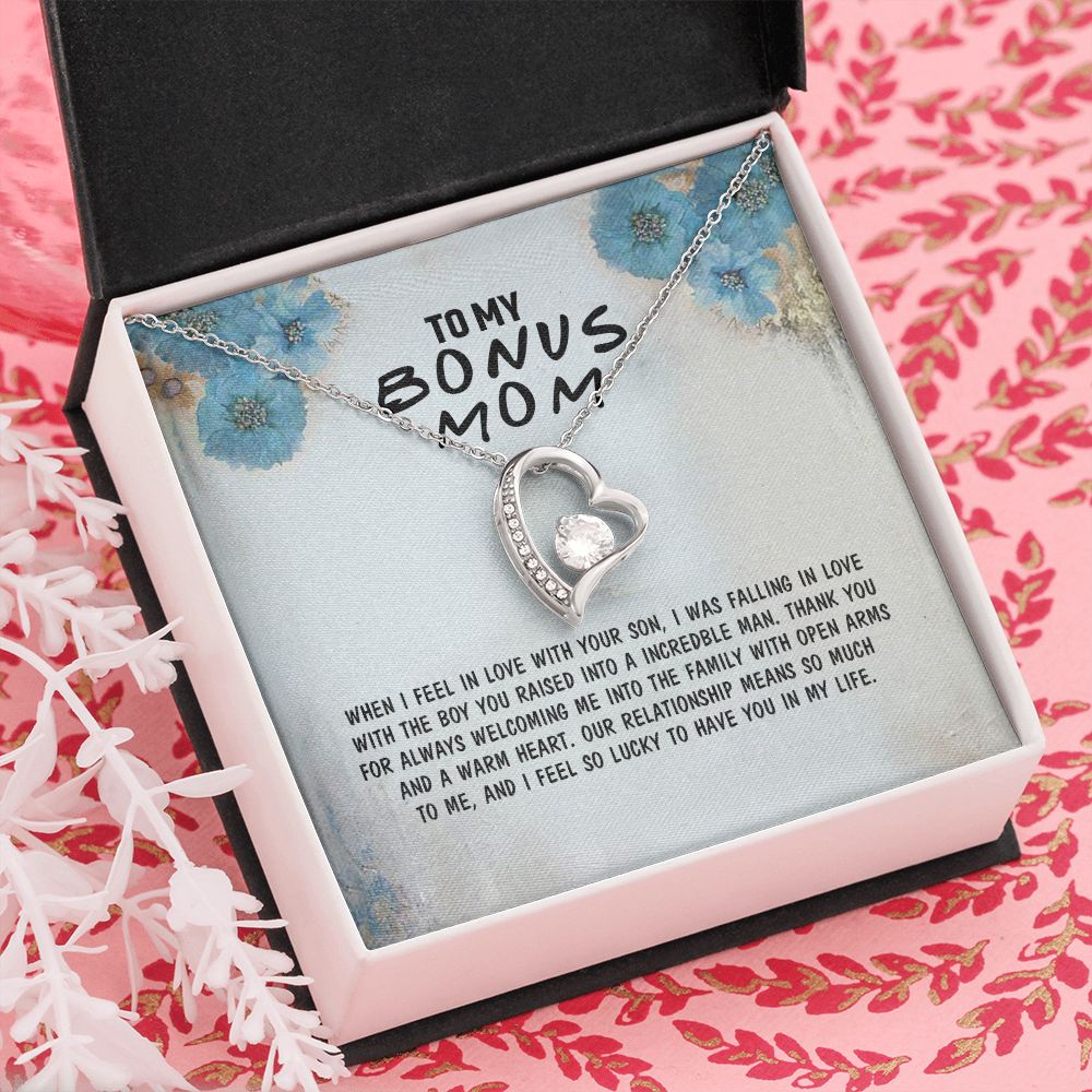 Mother Daughter Necklace as Daughter Gift from Mom, Mom Necklace as Christmas Gift for Mom from Son, Birthday Gift for Mother in Law Necklace, Bonus Mom Gifts for Step Mom Necklace4 Forever Love Necklace