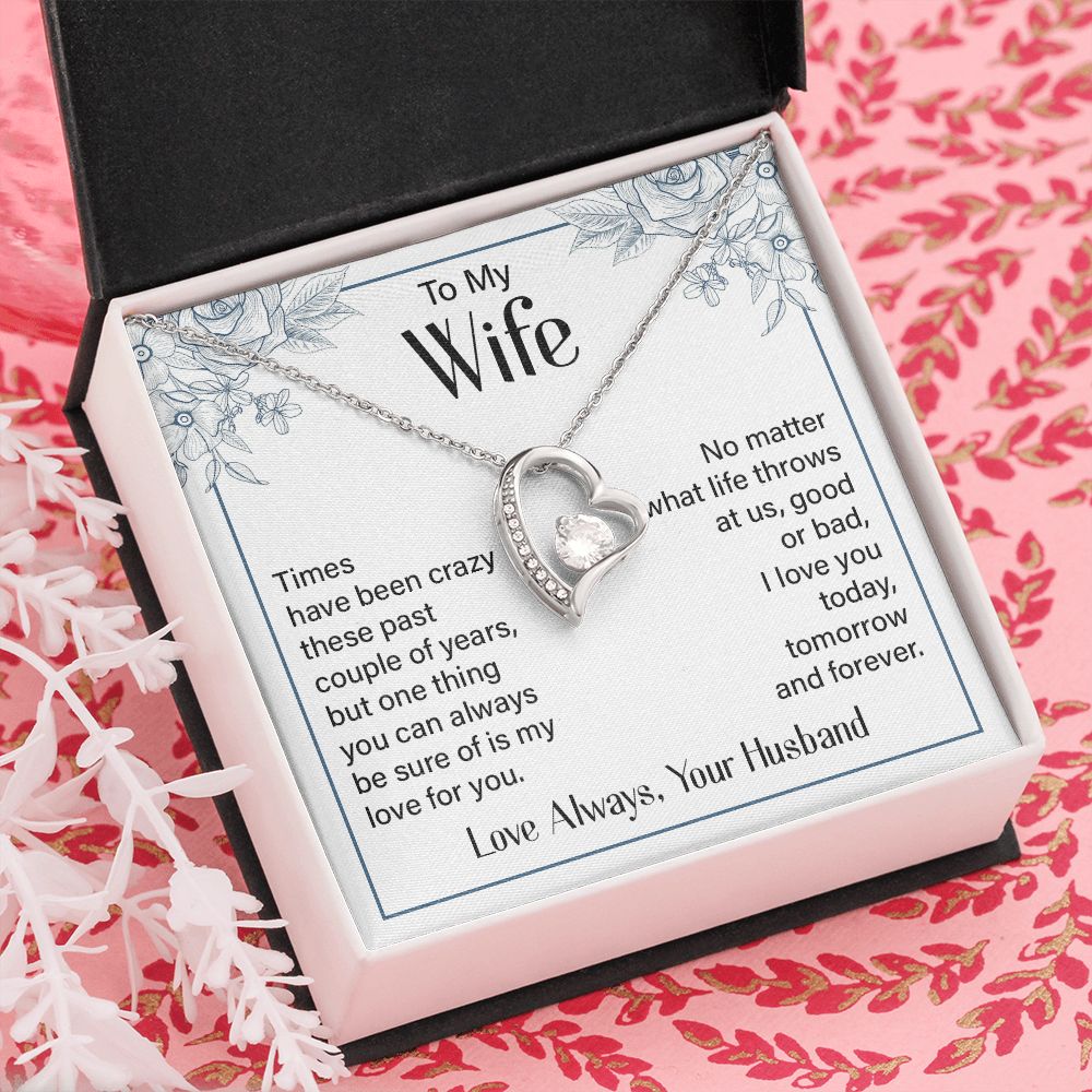 To My Wife Necklace from Husband, Personalized Necklace for Women, Luxury Necklace for Wife from Man Men, Wedding Anniversary Present For Wife, Beautiful Wife Jewelry Christmas Birthday Gift For Wife20 Forever Love Necklace