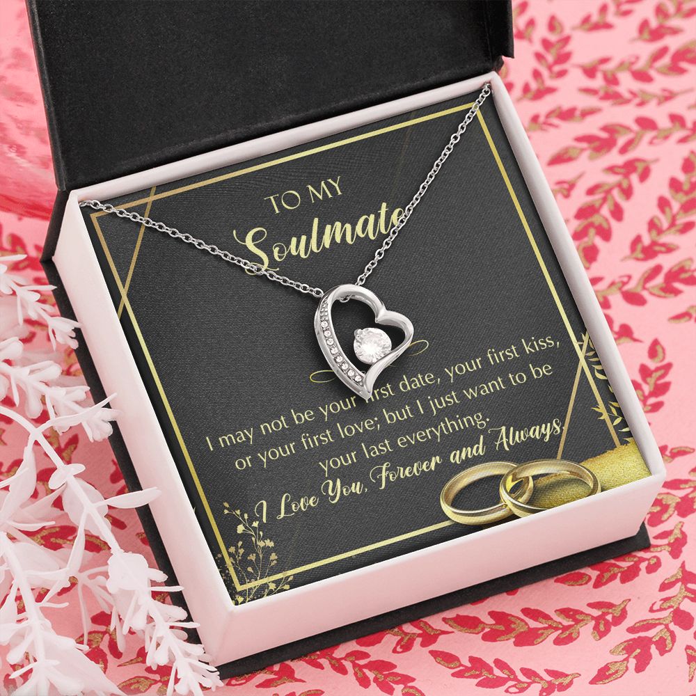 To My Soulmate Necklace for Women Birthday Christmas Jewelry Gifts For My Wife with Message Card Box Personalized Gift Present Pendant for Future Wife Soulmate Girlfriend Love 28 Forever Love Necklace
