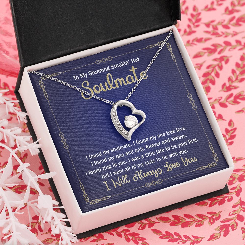 To My Smokin Hot Soulmate Necklace - Wife Gifts From Husband To My Wife Necklace, Gift for Her Romantic, Girlfriend Gifts Necklace for Wife from Men Includes Message Card and Gift Box 6 Forever Love Necklace