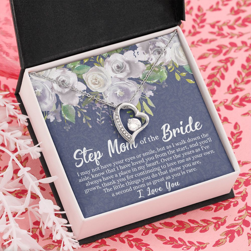 To My Stepmother of the Bride Necklace, Stepmother of the Bride Gifts Idea, Necklace for Stepmom of the Bride Gifts, Wedding Gifts for Stepmom, Gifts for Step Mother of the Bride Forever Love Necklace
