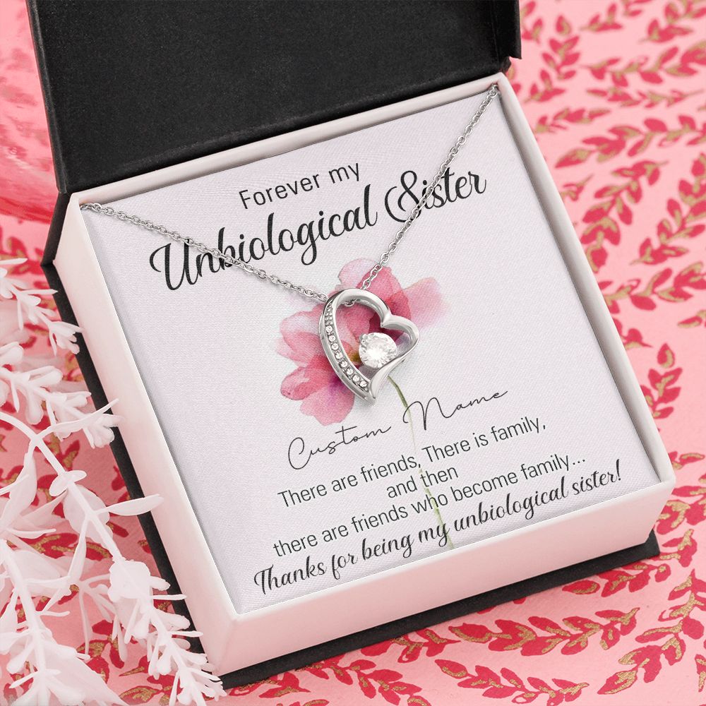 To My Unbiological Sister Necklace for Soul Sister Gift for Big Little Sorority Sister in Law Necklace for Sister Gift Tribe Jewelry Birthday Gift Idea for Best Friend 301 Forever Love Necklace