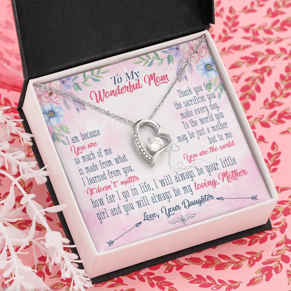 To My Wonderful Mom Necklace Pendant Gift From Daughter Necklace Gift For To Mom Happy Mother's Day Mother In Law Gift On Birthday Anniversary Gift 30821 Forever Love Necklace