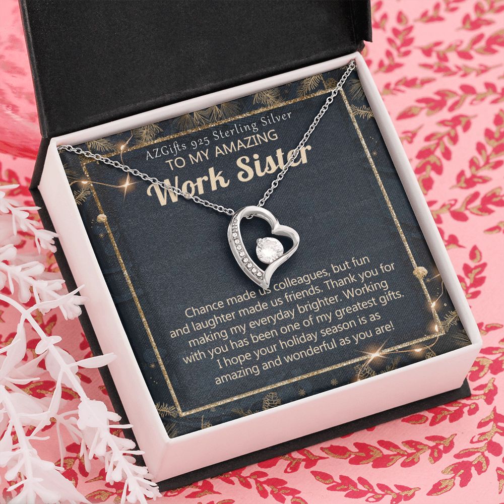 To My Work Sister Necklace Gift for Colleague Christmas Necklace for Work Sister from Co-Worker Christmas Pendant Gift for Colleague Christmas Jewelry Gift for Her Women 301 Forever Love Necklace