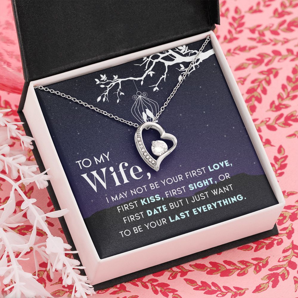 To My Wife Necklace from Husband, Personalized Necklace for Women, Luxury Necklace for Wife from Man Men, Wedding Anniversary Present For Wife, Beautiful Wife Jewelry Christmas Birthday Gift For Wife15 Forever Love Necklace