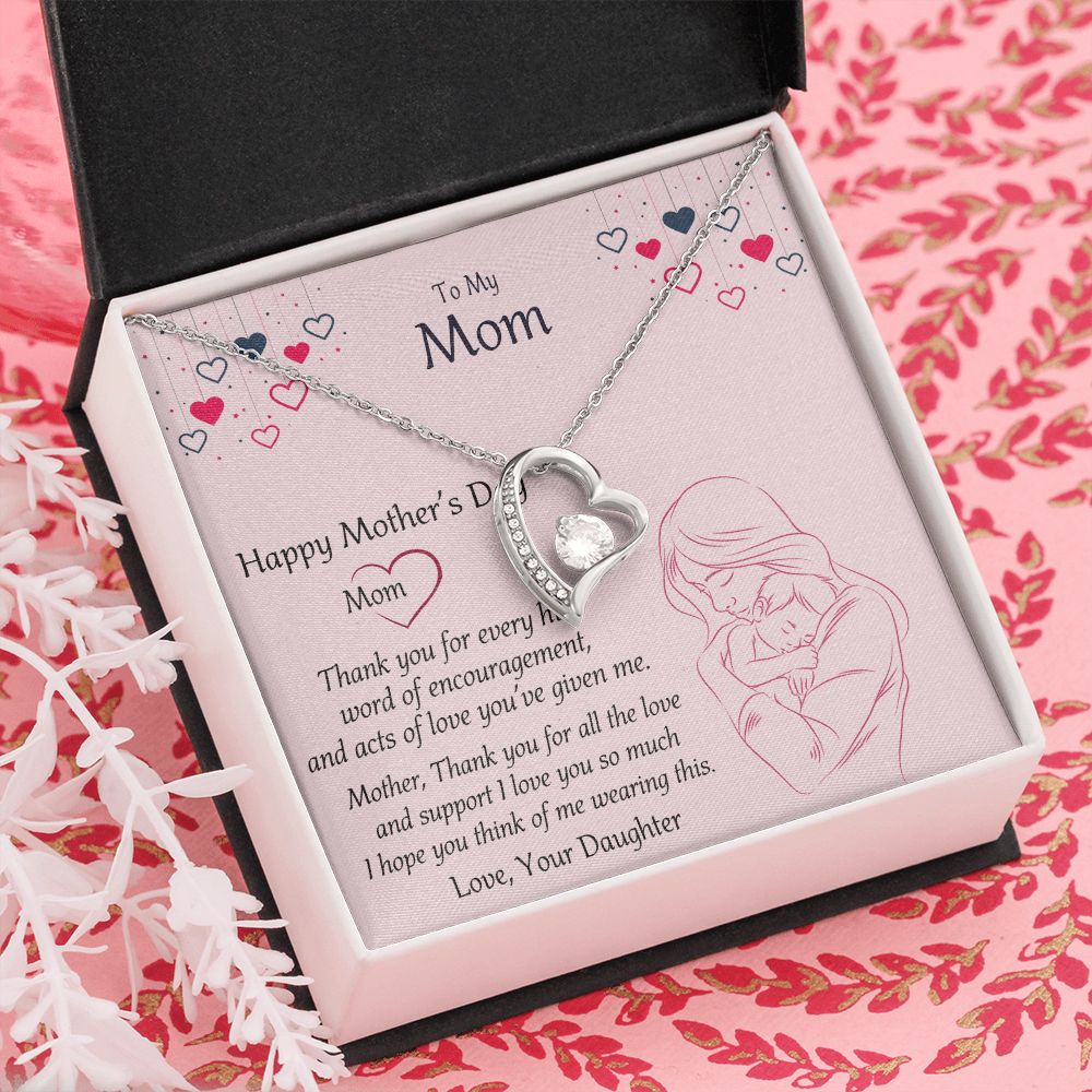 Mom Necklace Gifts for Mom from Daughter to Mom Gifts for Mothers Day from Daughter, To My Mom Necklace from Daughter to Mom Birthday Gifts Necklace with Message Card and Gift Box10 Forever Love Necklace