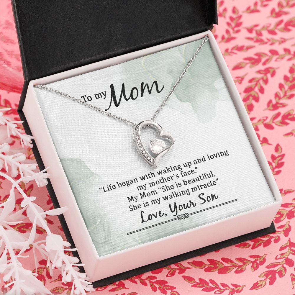 Mom Necklace Gifts for Mom from Daughter to Mom Gifts for Mothers Day from Daughter, To My Mom Necklace from Daughter to Mom Birthday Gifts Necklace with Message Card and Gift Box20 Forever Love Necklace
