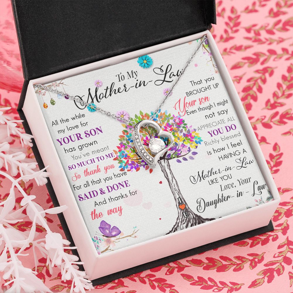 To My Mom Tree Necklace Pendant Gift From Daughter In Law Necklace Said And Done Gift For To Mom Happy Mother's Day Mother In Law Gift On Birthday Anniversary Gift 30821 Forever Love Necklace