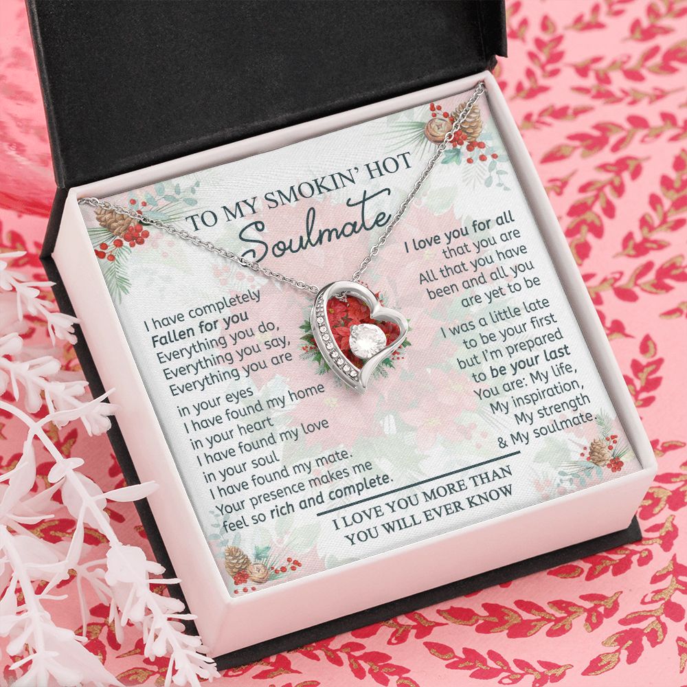 To My Smokin Hot Soulmate Necklace - Wife Gifts From Husband To My Wife Necklace, Gift for Her Romantic, Girlfriend Gifts Necklace for Wife from Men Includes Message Card and Gift Box 19 Forever Love Necklace