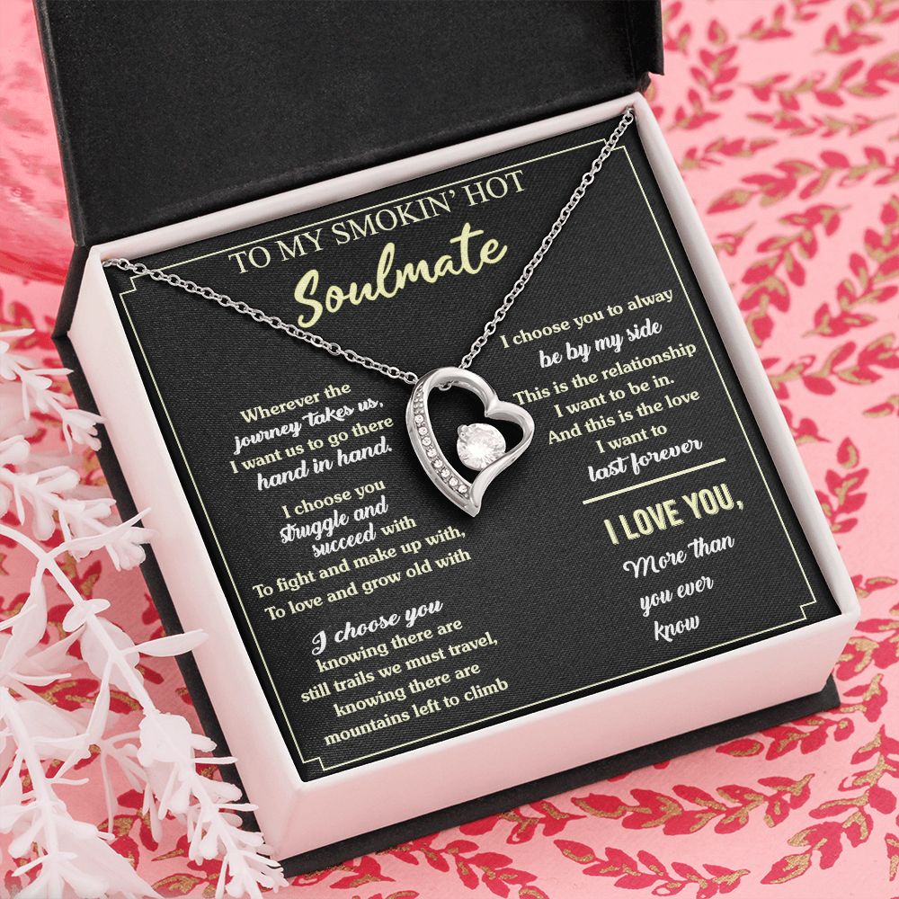 To My Soulmate Necklace for Women Birthday Valentines Day Jewelry Gifts For My Wife with Message Card Box Personalized Gift Present Pendant for Future Wife Soulmate Girlfriend Love 7 Forever Love Necklace