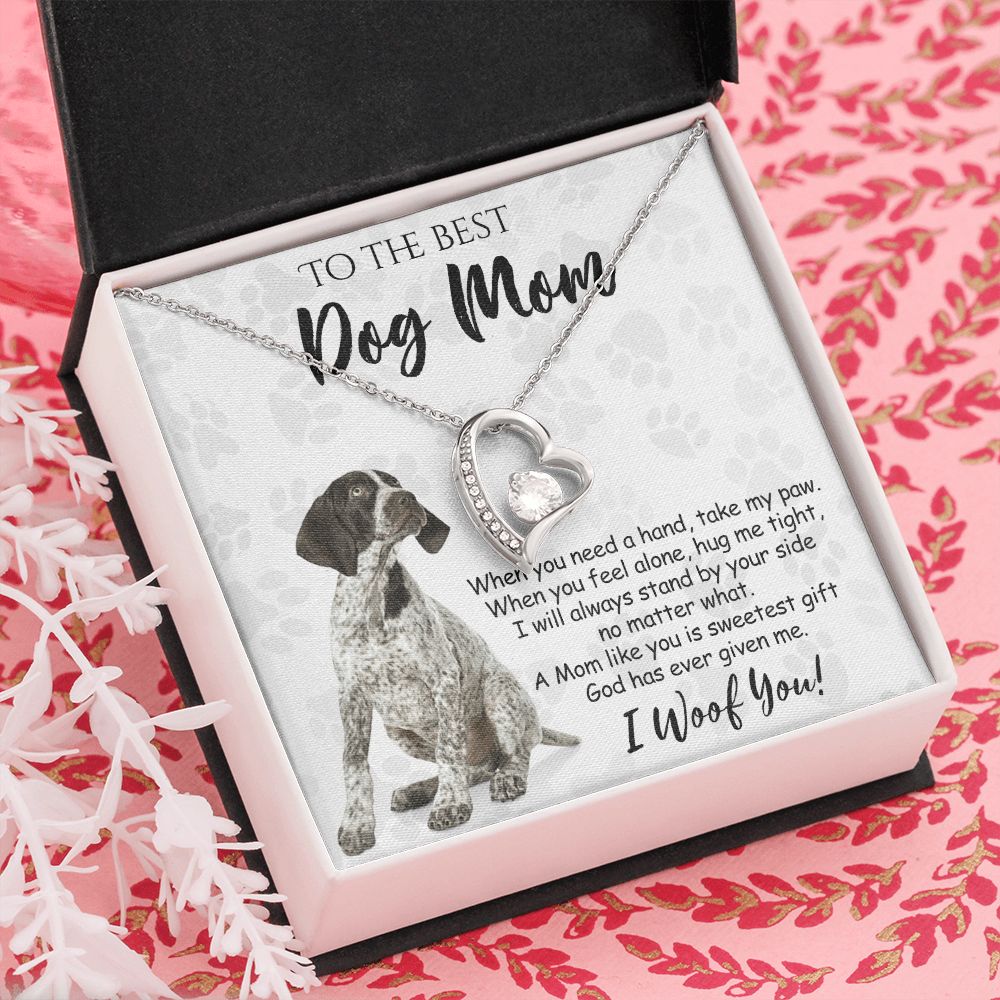 To The Best German Shorthaired Pointer Dog Mom Knot Necklace Mother's Day Gift , I Woof You Quote Gift Card, Message Card Jewelry For Dog Lovers, Necklace For Mom Forever Love Necklace