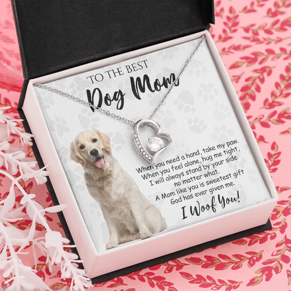 To The Best Golden Retriever Dog Mom Knot Necklace Mother's Day Gift , I Woof You Gift Card, Message Card Jewelry For Dog Lovers, Necklace For Mom Forever Love Necklace