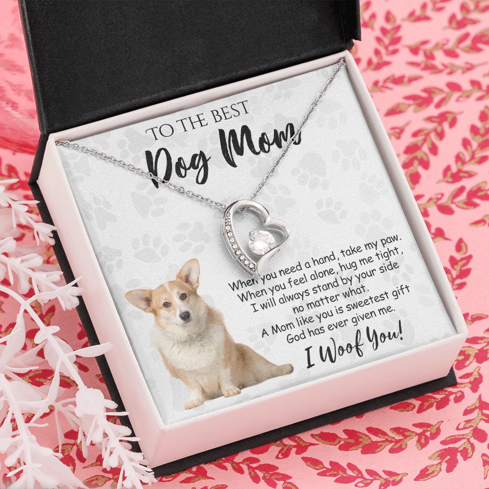 To The Best Corgi Dog Mom Knot Necklace Mother's Day Gift , I Woof You Quote Gift Card, Message Card Jewelry For Dog Lovers, Necklace For Mom Forever Love Necklace