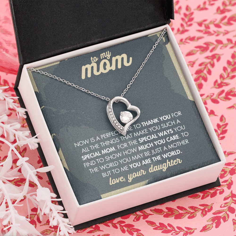 Mom Necklace Gifts for Mom from Daughter to Mom Gifts for Mothers Day from Daughter, To My Mom Necklace from Daughter to Mom Birthday Gifts Necklace with Message Card and Gift Box2237 Forever Love Necklace