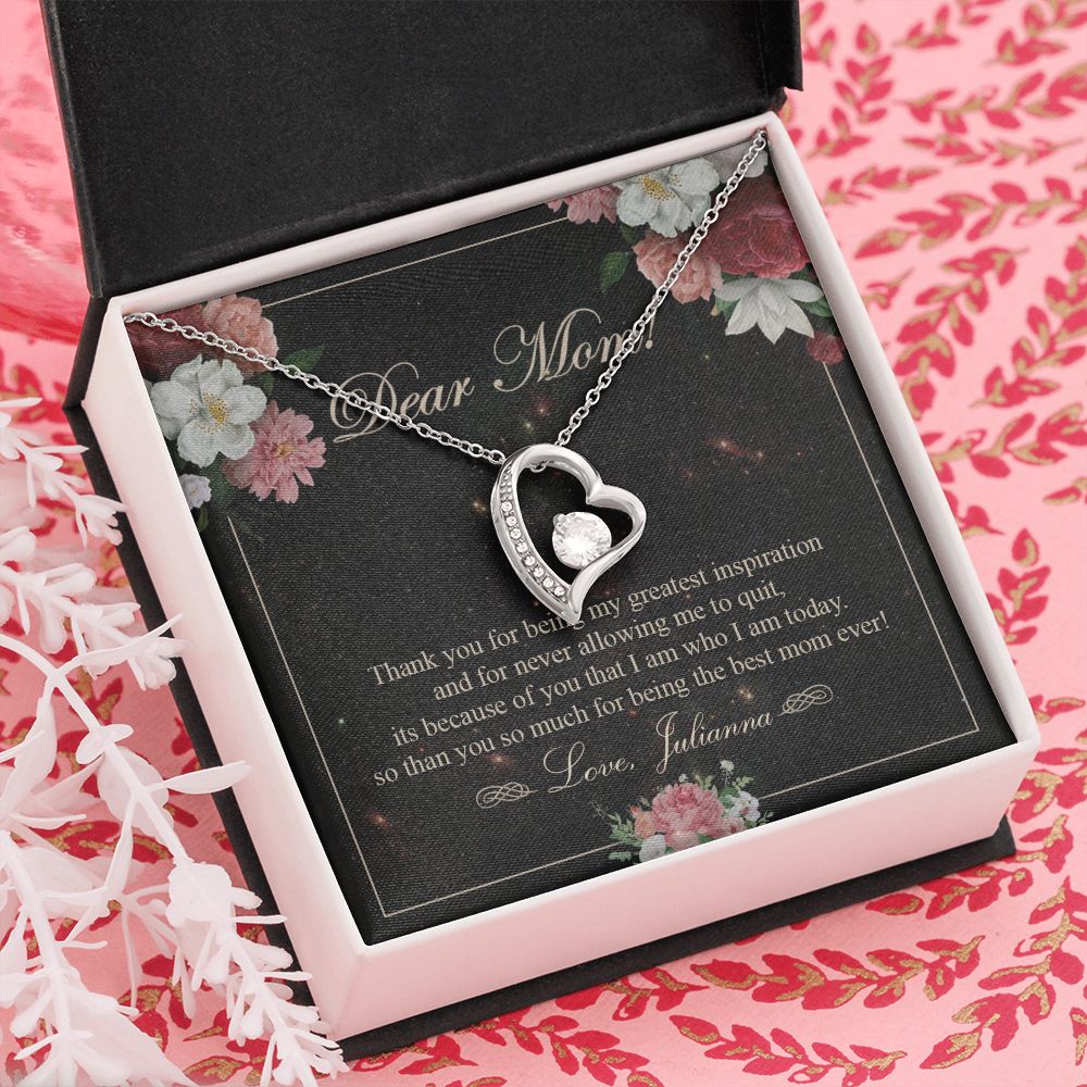 To My Mom Necklace, Gift For Mom On Mother's Day Thank You Mom Gifts From Kids Mom Julianna Forever Love Necklace