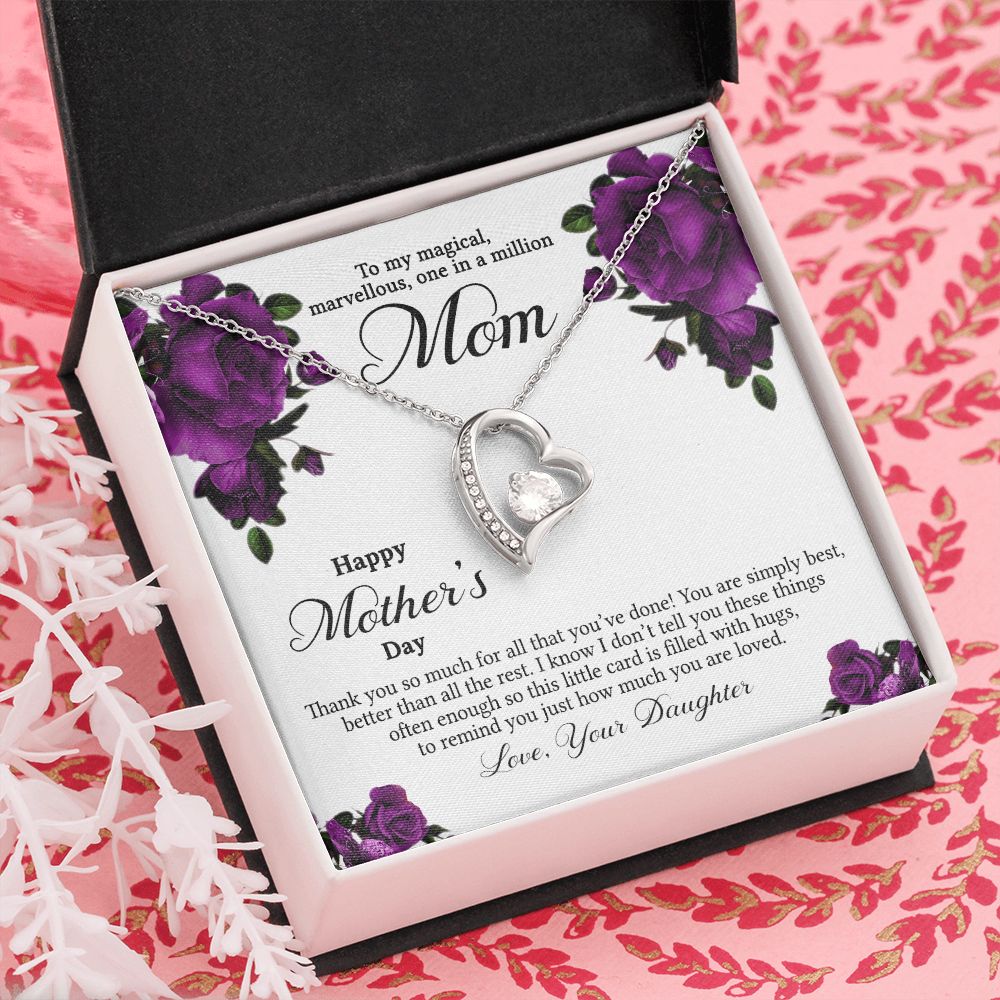 Mom Necklace Gifts for Mom from Daughter to Mom Gifts for Mothers Day from Daughter, To My Mom Necklace from Daughter to Mom Birthday Gifts Necklace with Message Card and Gift Box3 Forever Love Necklace