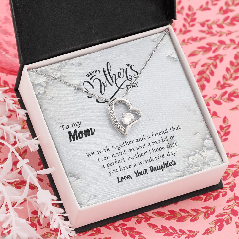 To My Mom Necklace Pendant Gift From Daughter And Happy Mother's Day Gift For Mom Birthday, Anniversary Together And A Friend Forever Love Necklace