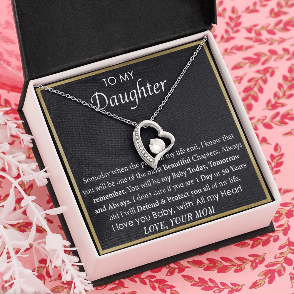 Mother Daughter Gift Ideas, To My Daughter Gift Necklace from Mom, Jewelry Pendant Present for Daughter, Birthday Christmas Gift Graduation Gifts for Daughters, Mother and Daughter Necklace 2136 Forever Love Necklace